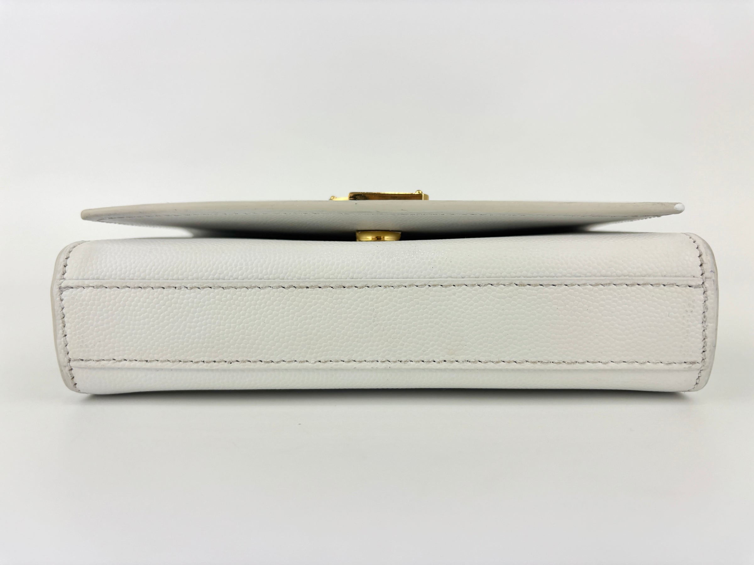 Small Kate White Grain De Poudre Embossed Leather GHW