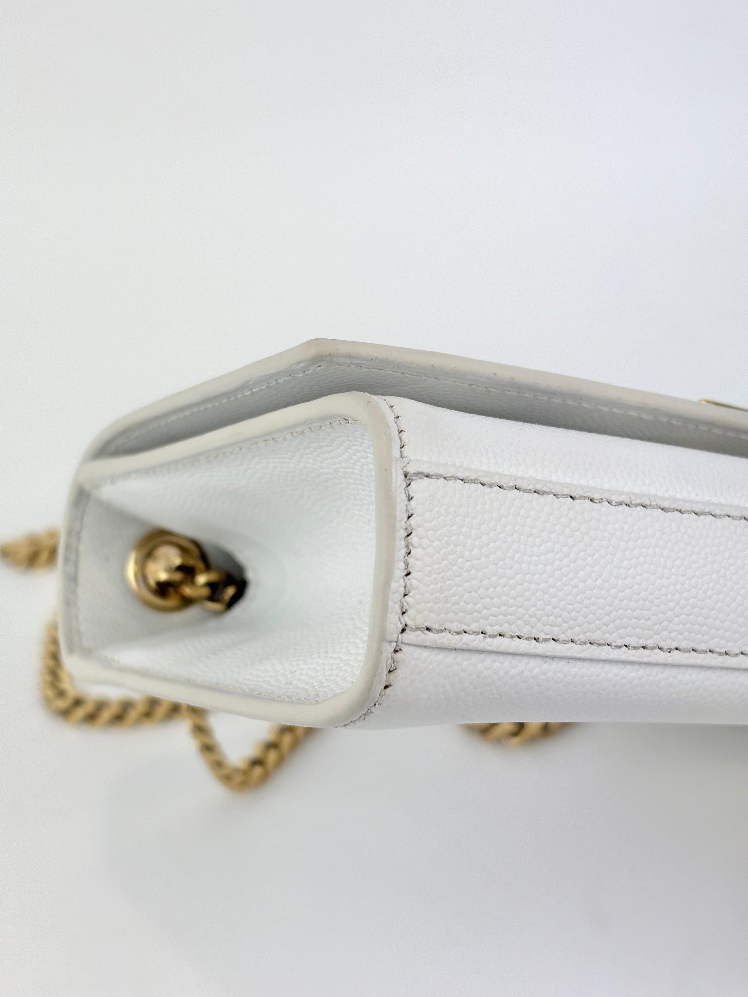 Small Kate White Grain De Poudre Embossed Leather GHW