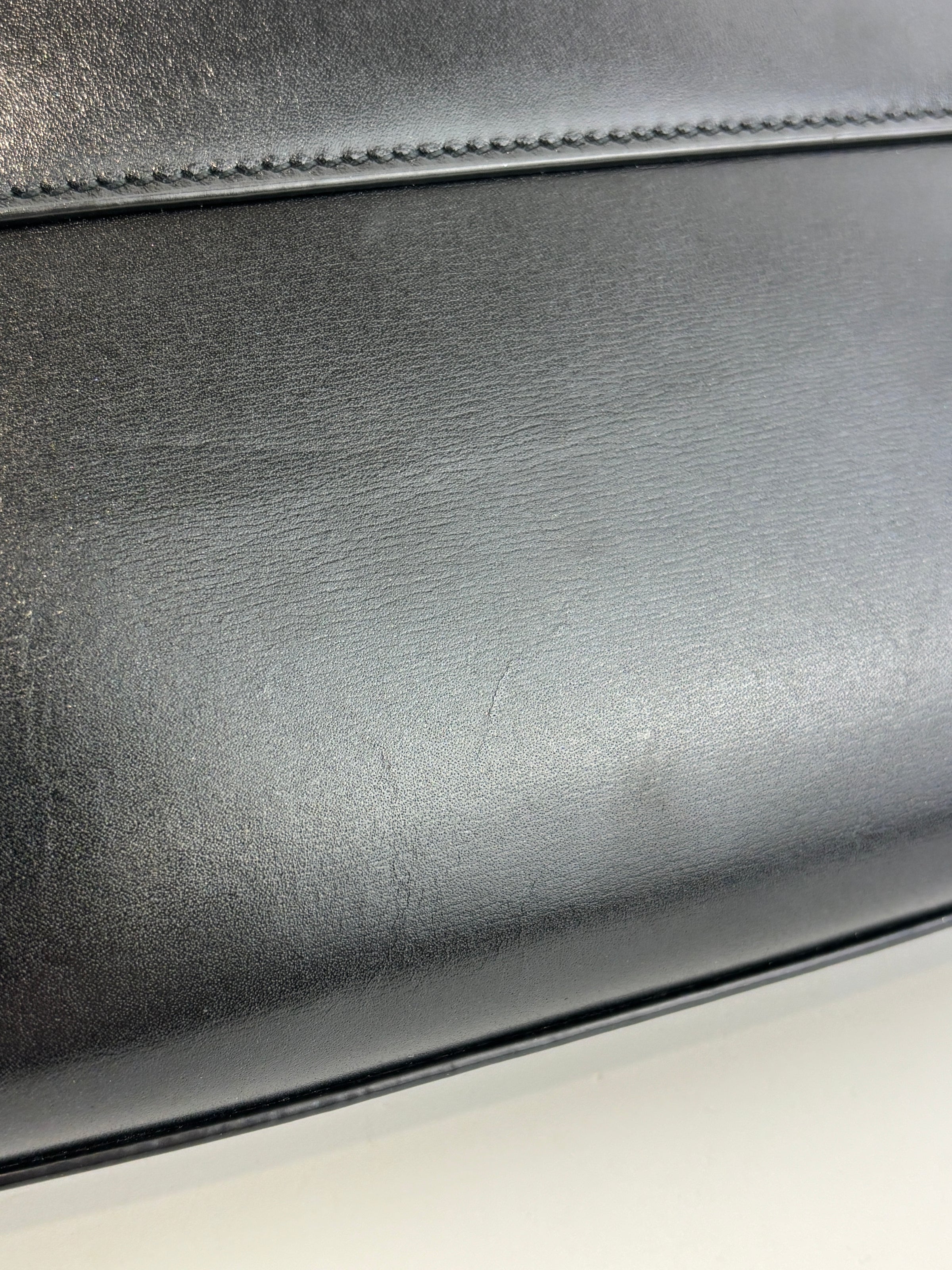 Baby Manhattan Leather Shoulder Bag Black