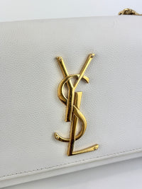 Small Kate White Grain De Poudre Embossed Leather GHW