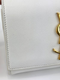 Small Kate White Grain De Poudre Embossed Leather GHW