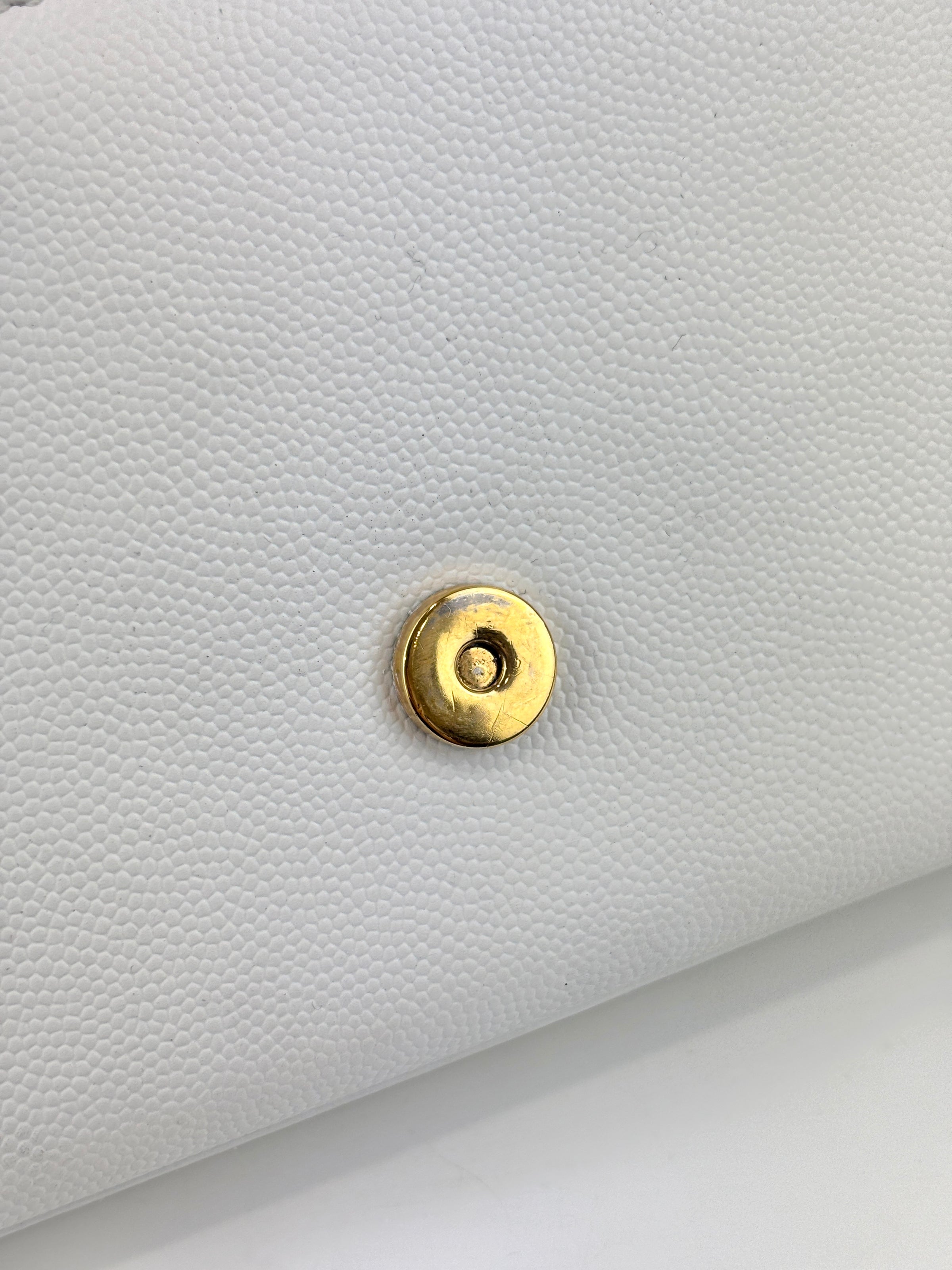 Small Kate White Grain De Poudre Embossed Leather GHW