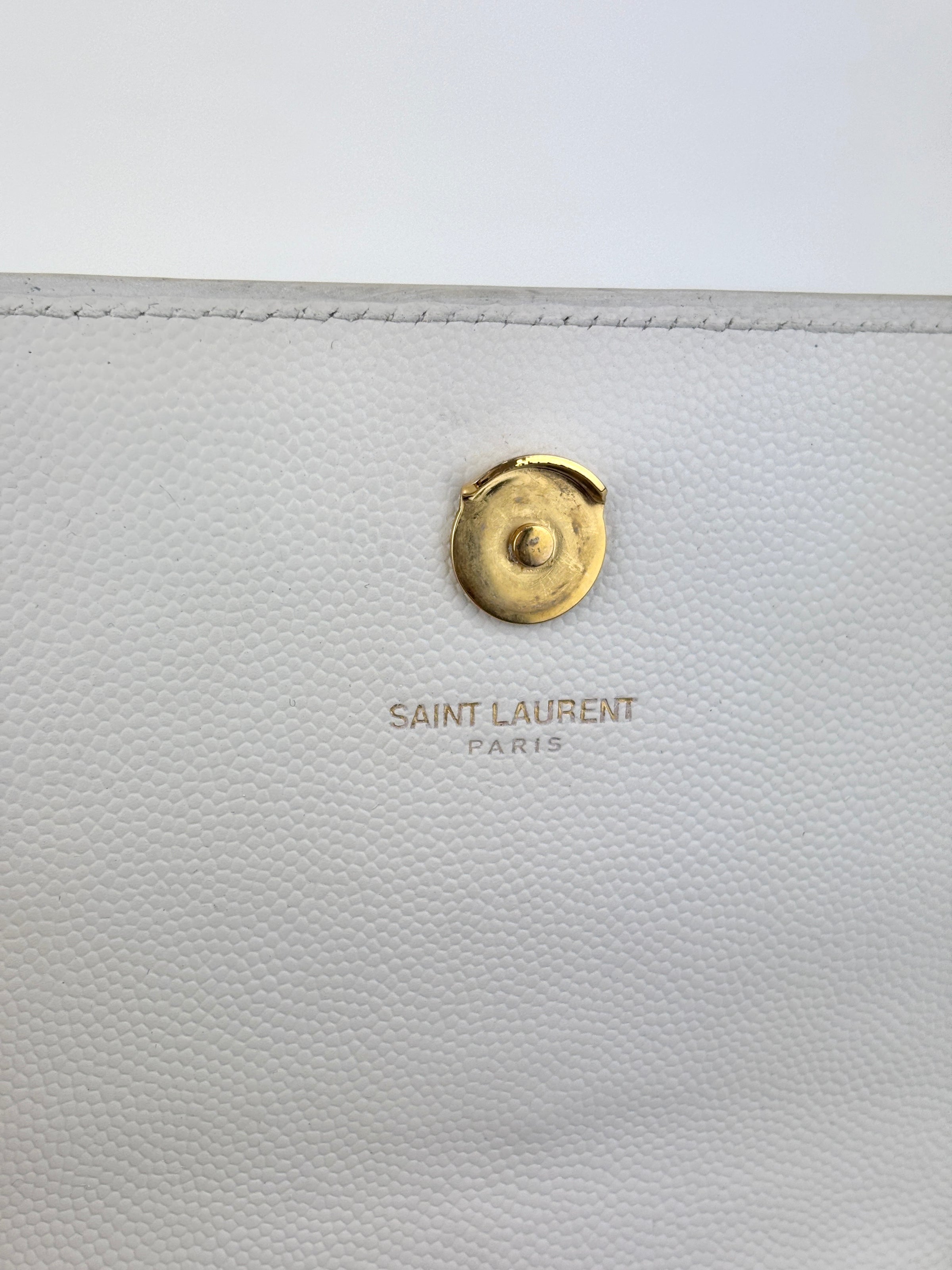 Small Kate White Grain De Poudre Embossed Leather GHW