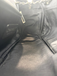 11P A50373 Black Crinkled Patent Camera Bag with Giant Stitch Details SHW - Glampot