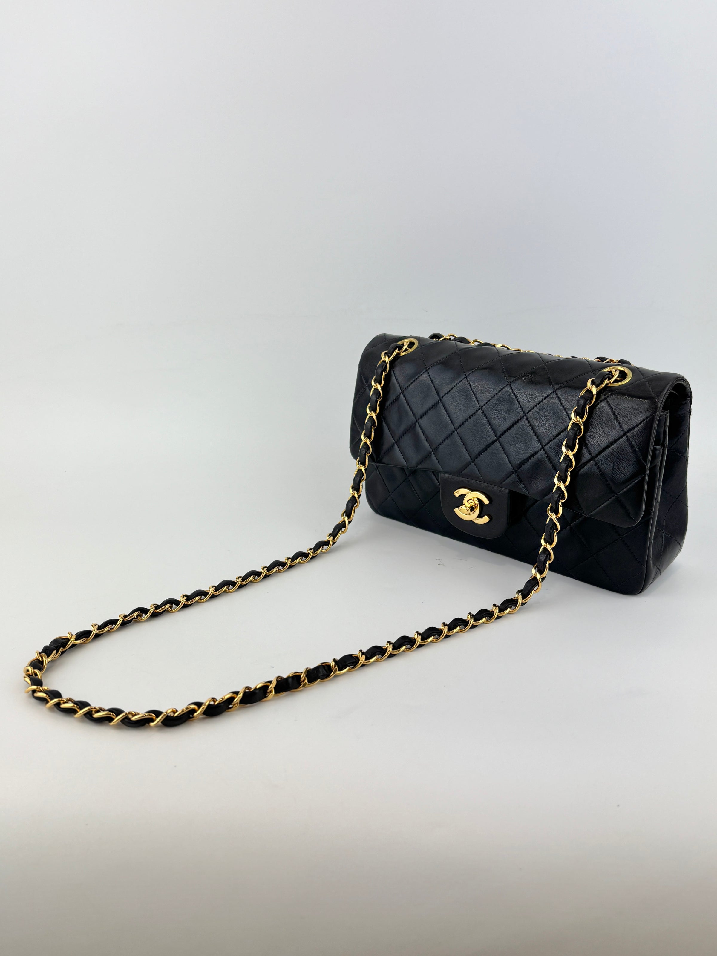 Vintage Small Flap in Black Lambskin GHW