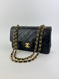 Vintage Small Flap in Black Lambskin GHW