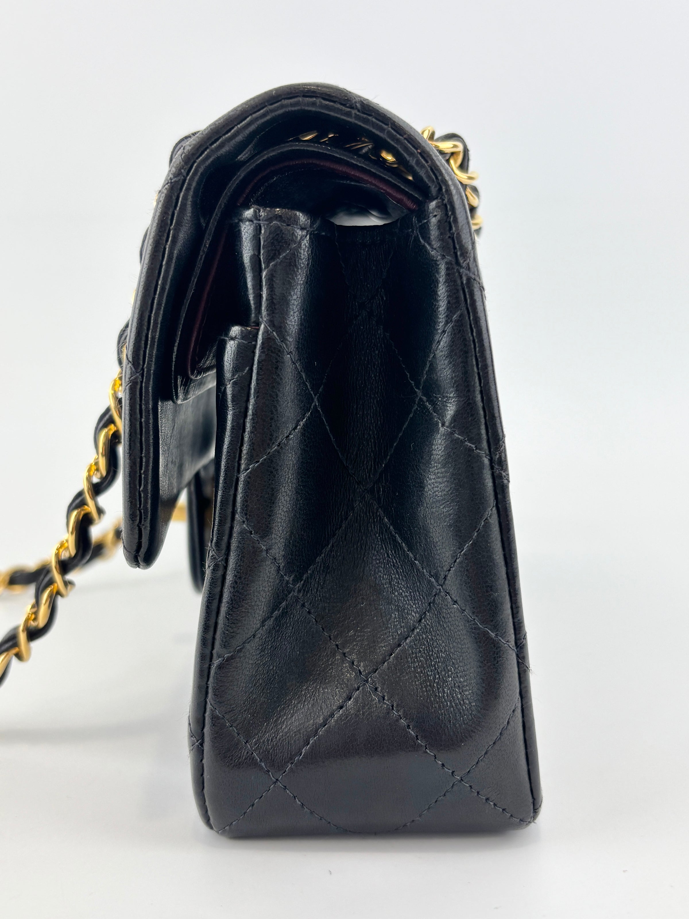 Vintage Small Flap in Black Lambskin GHW