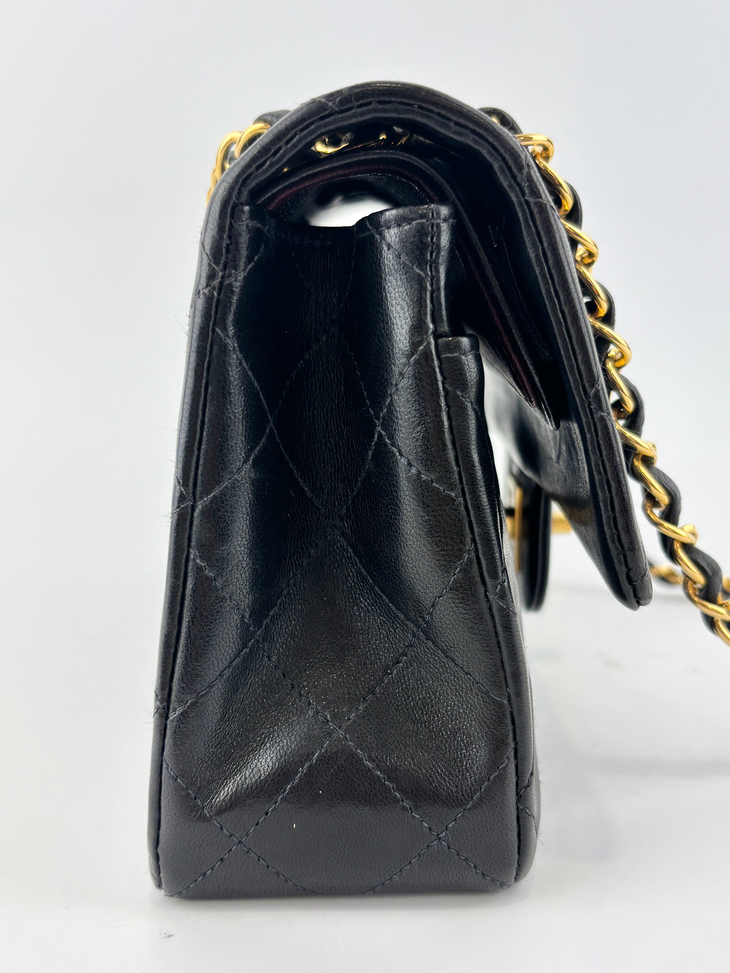 Vintage Small Flap in Black Lambskin GHW