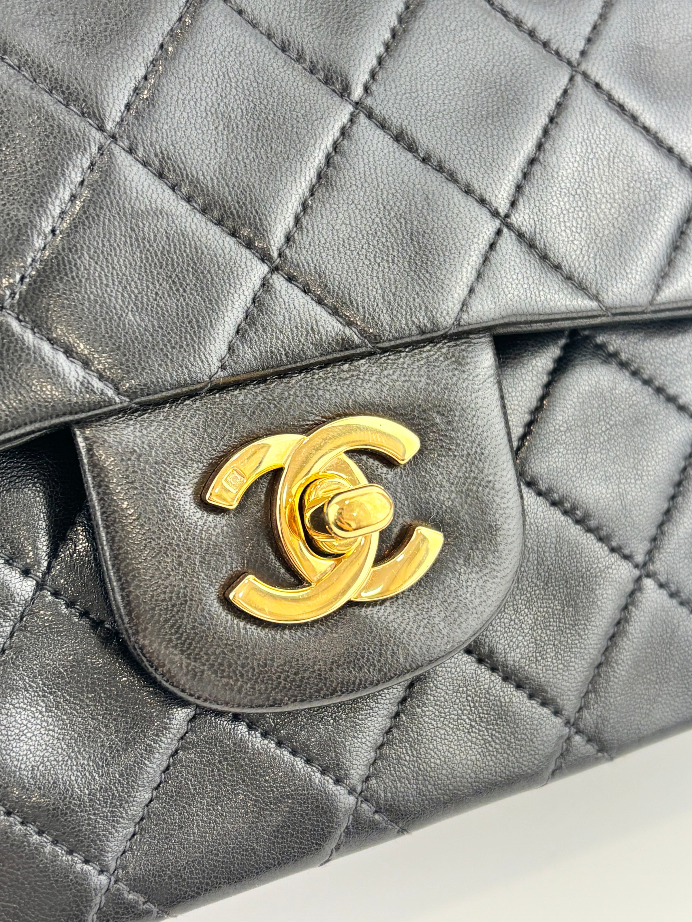 Vintage Small Flap in Black Lambskin GHW