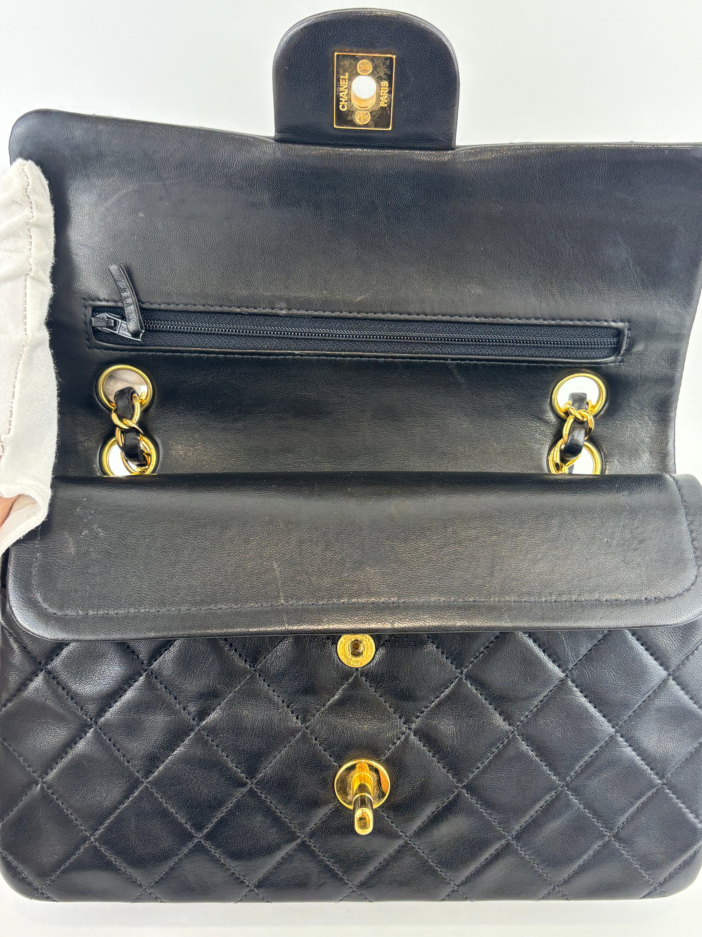 Vintage Small Flap in Black Lambskin GHW