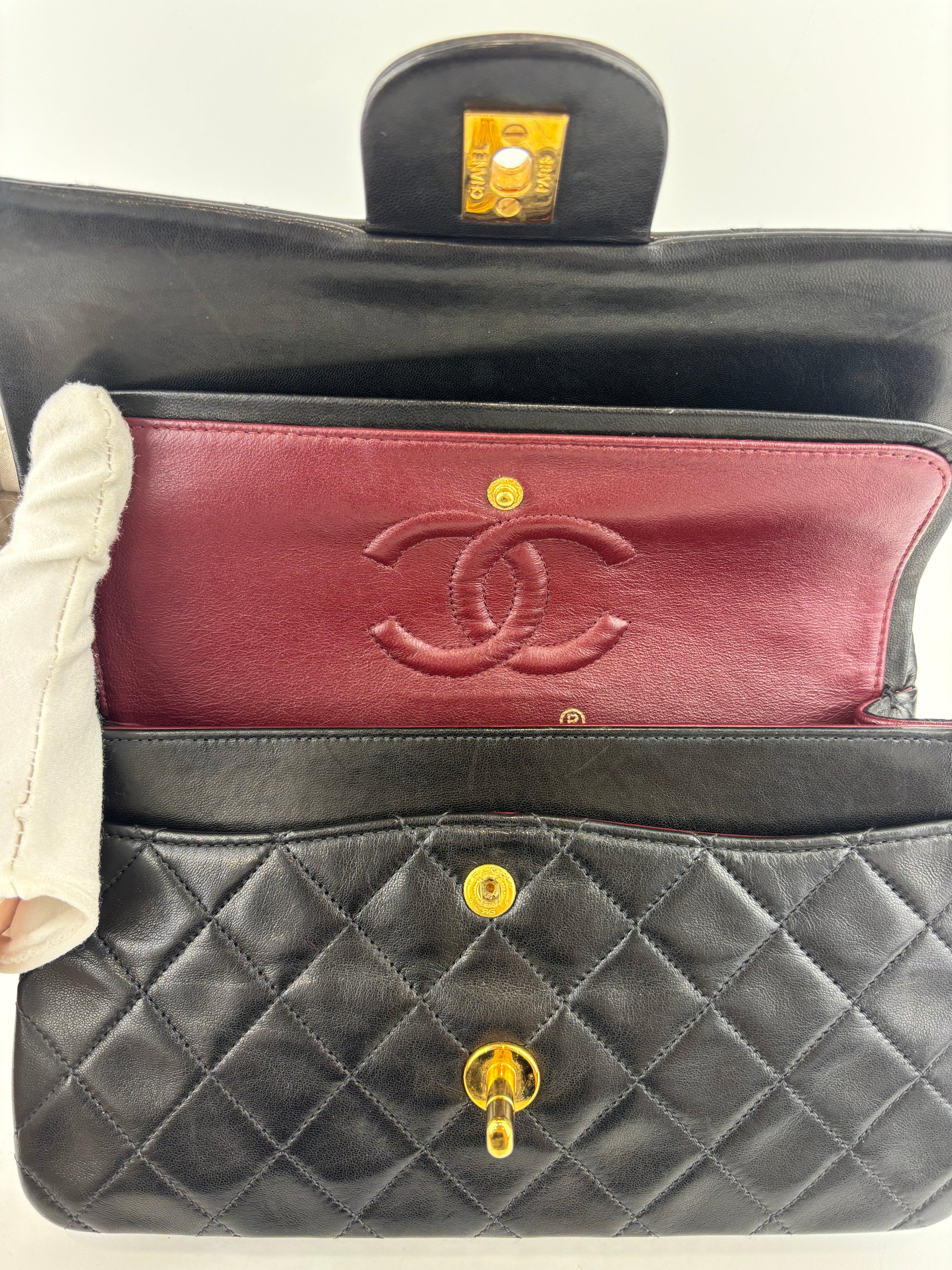 Vintage Small Flap in Black Lambskin GHW