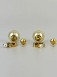 Faux Pearl Crystal Star Square Tribales Earrings Gold