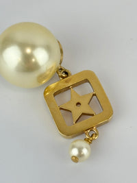 Faux Pearl Crystal Star Square Tribales Earrings Gold