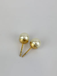 Faux Pearl Crystal Star Square Tribales Earrings Gold