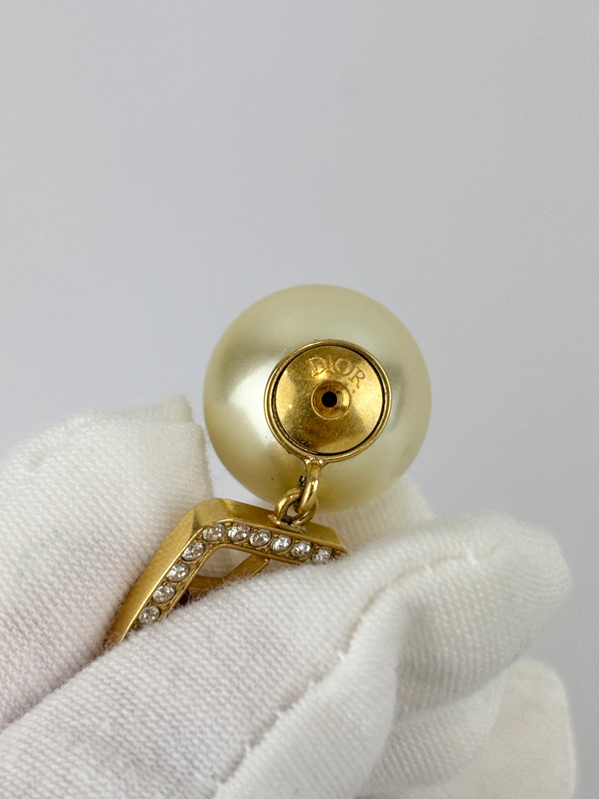 Faux Pearl Crystal Star Square Tribales Earrings Gold