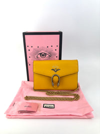 521550 Mustard Yellow Garden Series Bat Dionysus Wallet on Chain - Glampot