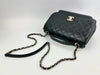 Large Business Affinity Black Caviar Flap Bag with Top Handle