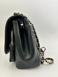 Large Business Affinity Black Caviar Flap Bag with Top Handle