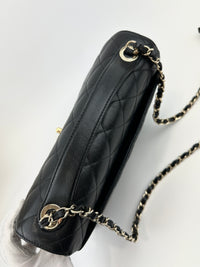 Large Business Affinity Black Caviar Flap Bag with Top Handle