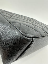 Large Business Affinity Black Caviar Flap Bag with Top Handle