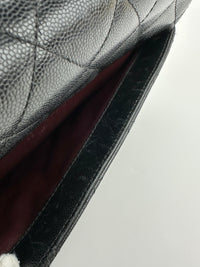 Large Business Affinity Black Caviar Flap Bag with Top Handle