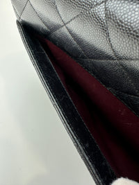 Large Business Affinity Black Caviar Flap Bag with Top Handle