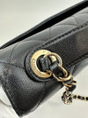 Large Business Affinity Black Caviar Flap Bag with Top Handle
