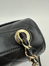 Large Business Affinity Black Caviar Flap Bag with Top Handle