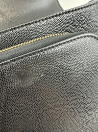 Large Business Affinity Black Caviar Flap Bag with Top Handle