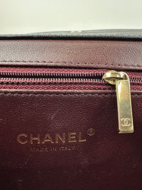 Large Business Affinity Black Caviar Flap Bag with Top Handle