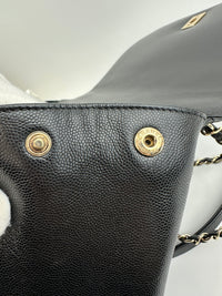 Large Business Affinity Black Caviar Flap Bag with Top Handle