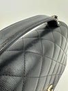 Large Business Affinity Black Caviar Flap Bag with Top Handle