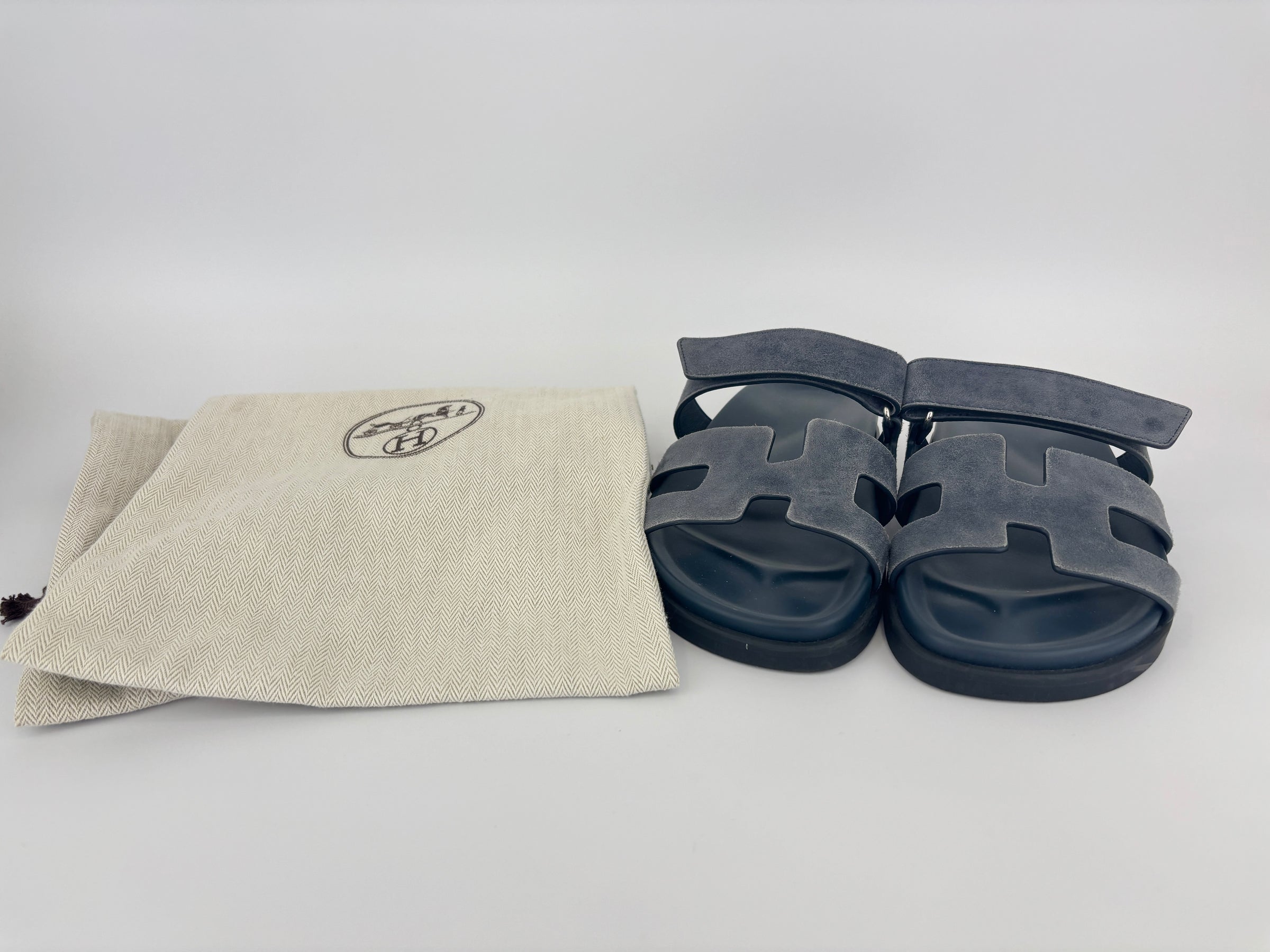 Suede Goatskin Chypre Sandals in Bleu Celeste - Size 38.5