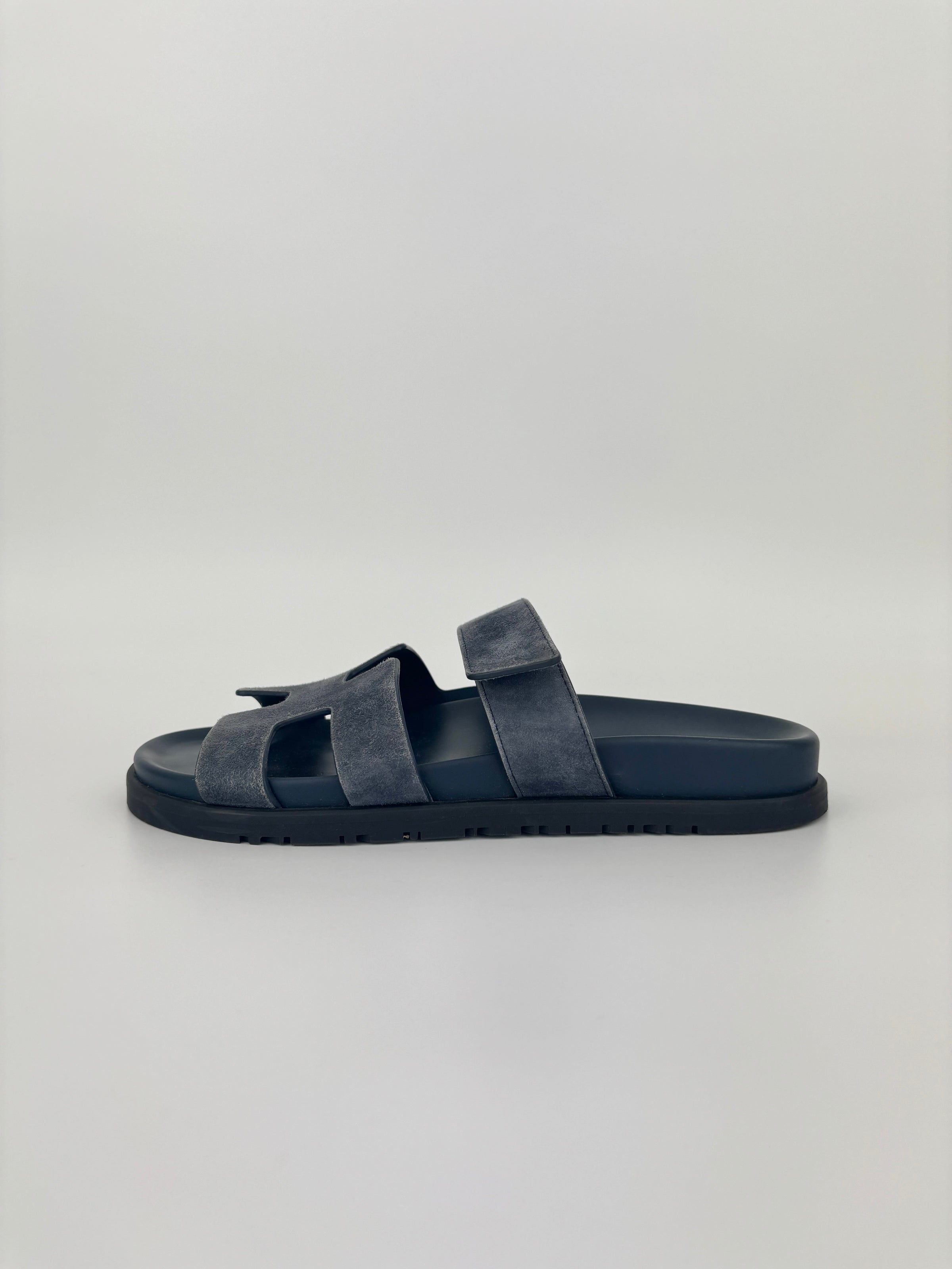 Suede Goatskin Chypre Sandals in Bleu Celeste - Size 38.5