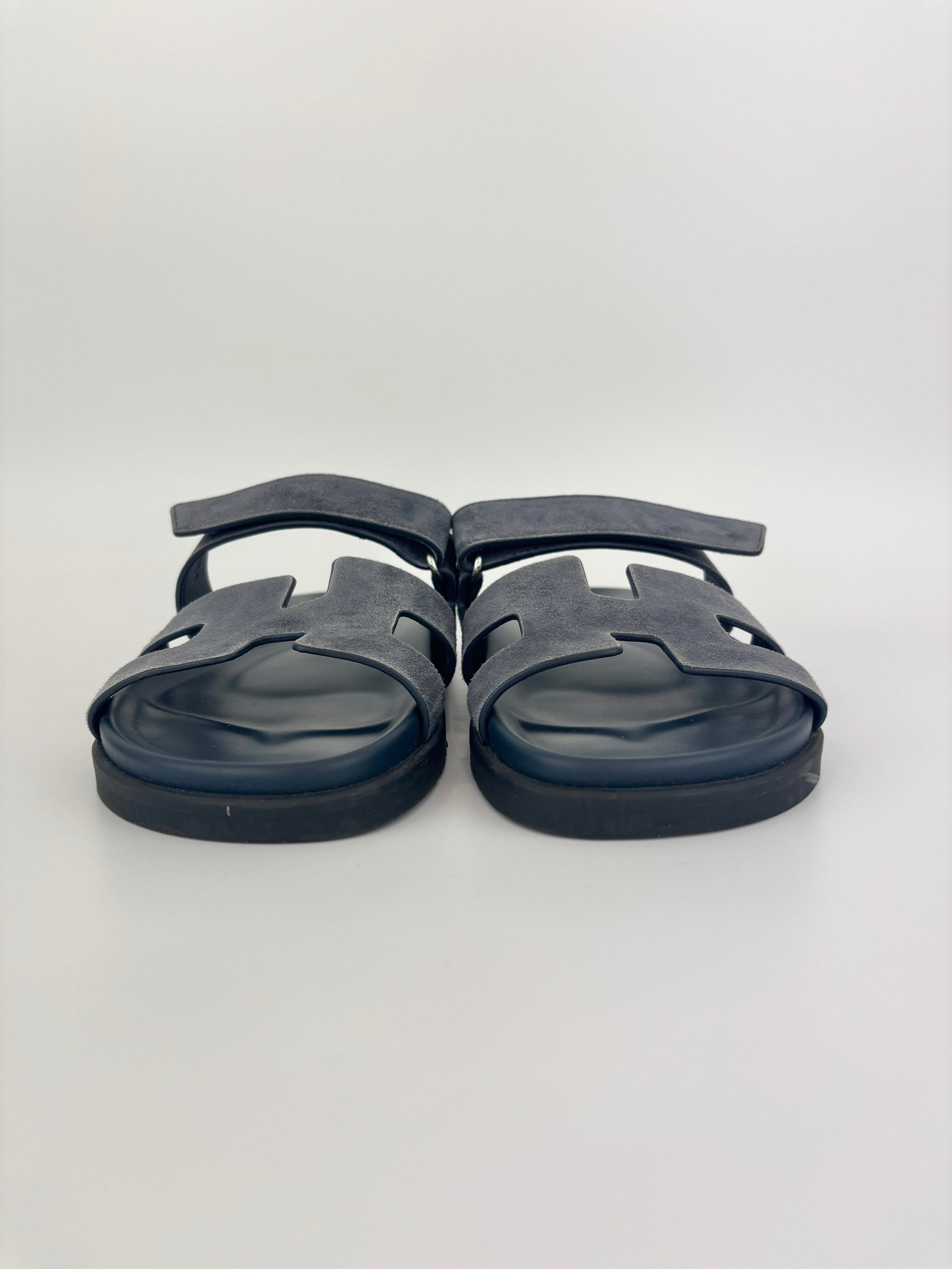 Suede Goatskin Chypre Sandals in Bleu Celeste - Size 38.5