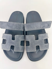 Suede Goatskin Chypre Sandals in Bleu Celeste - Size 38.5