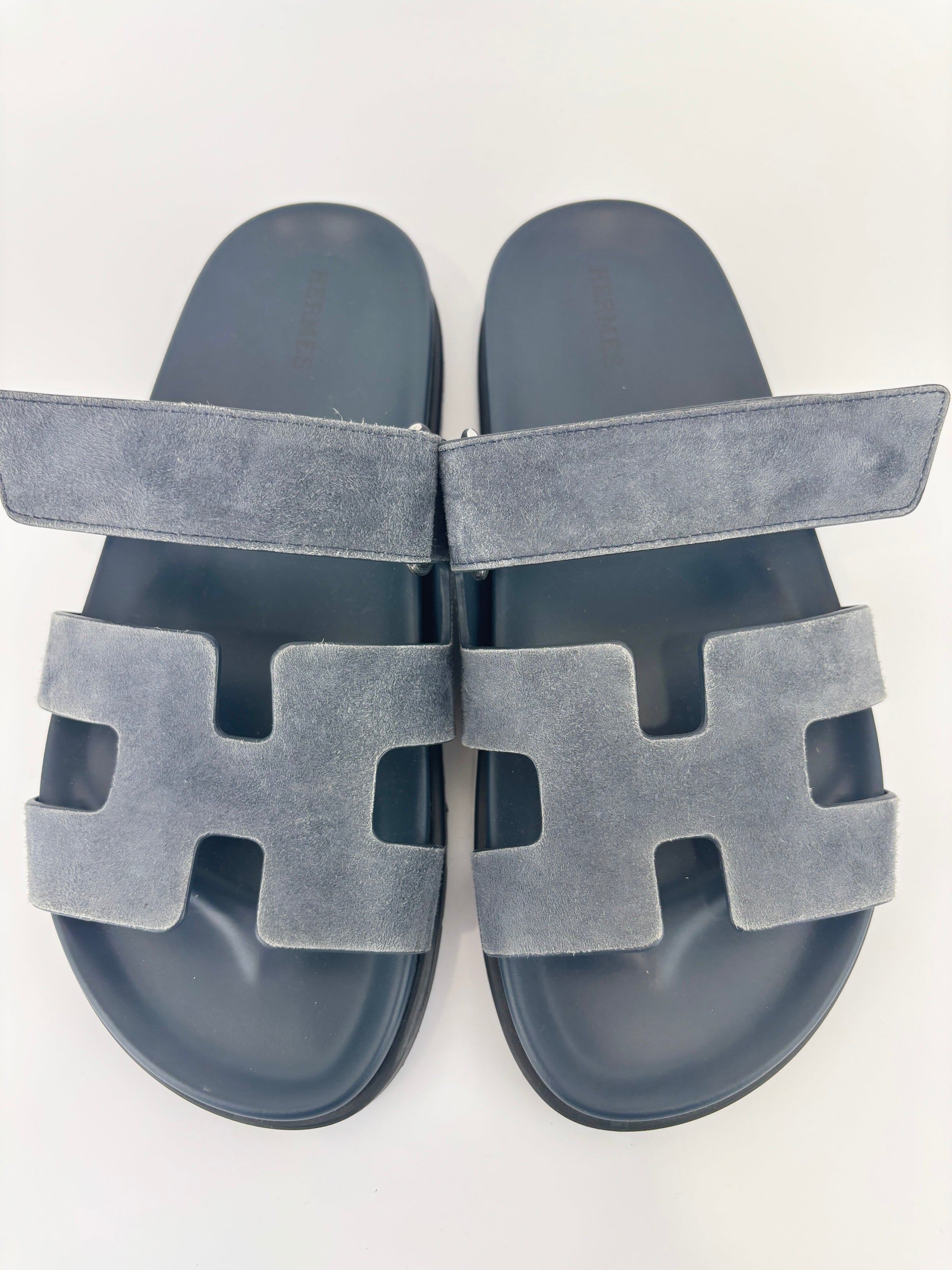 Suede Goatskin Chypre Sandals in Bleu Celeste - Size 38.5
