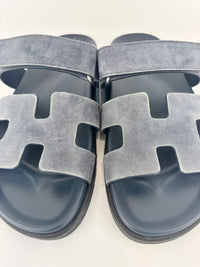 Suede Goatskin Chypre Sandals in Bleu Celeste - Size 38.5