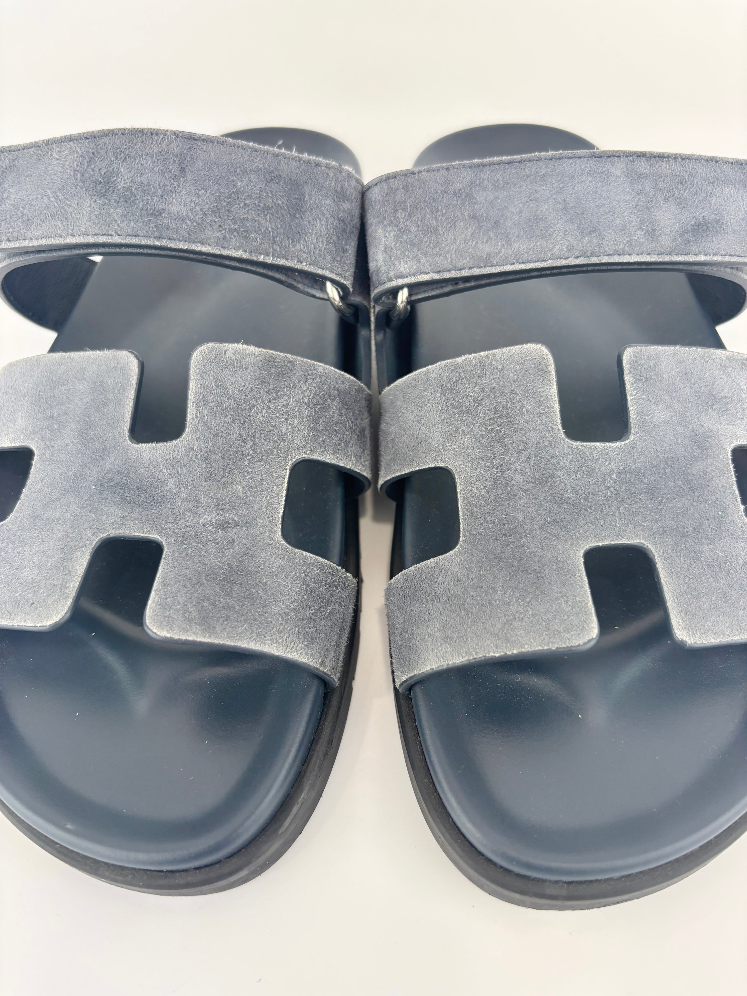 Suede Goatskin Chypre Sandals in Bleu Celeste - Size 38.5