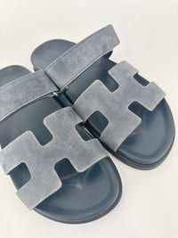 Suede Goatskin Chypre Sandals in Bleu Celeste - Size 38.5