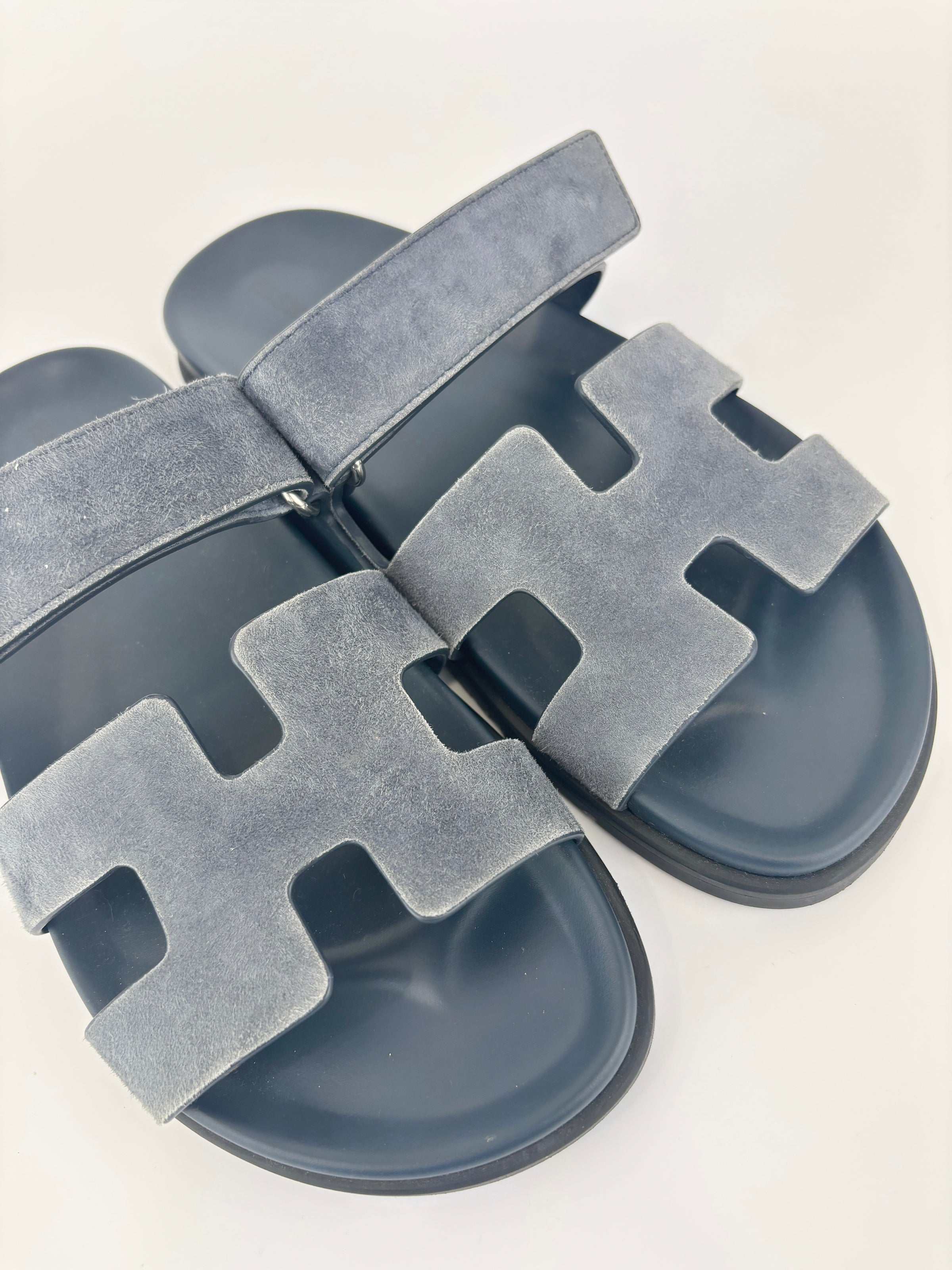 Suede Goatskin Chypre Sandals in Bleu Celeste - Size 38.5