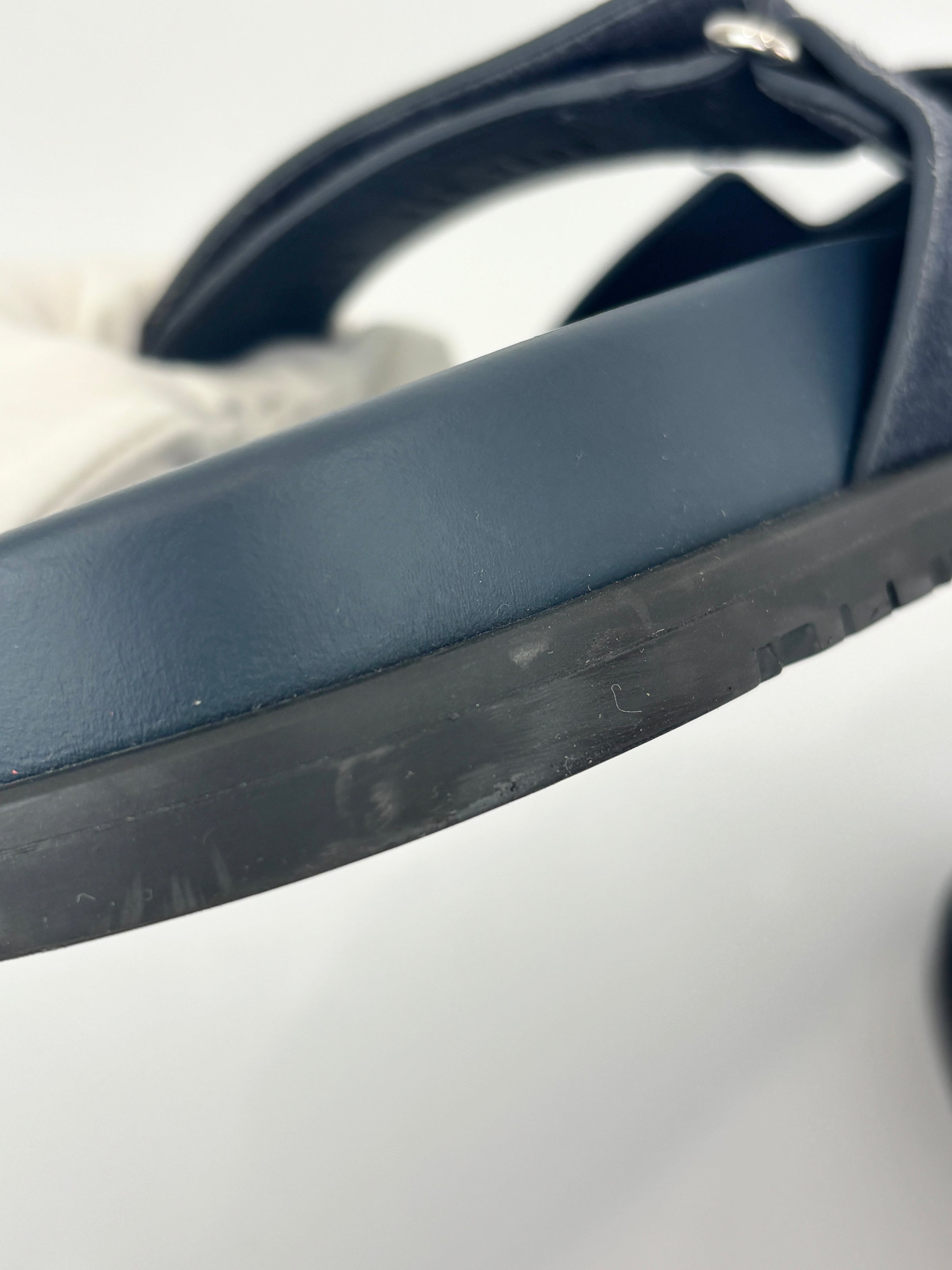 Suede Goatskin Chypre Sandals in Bleu Celeste - Size 38.5