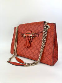 295403 Large Emily Guccissima Chain Shoulder Bag in Rust Orange - Glampot