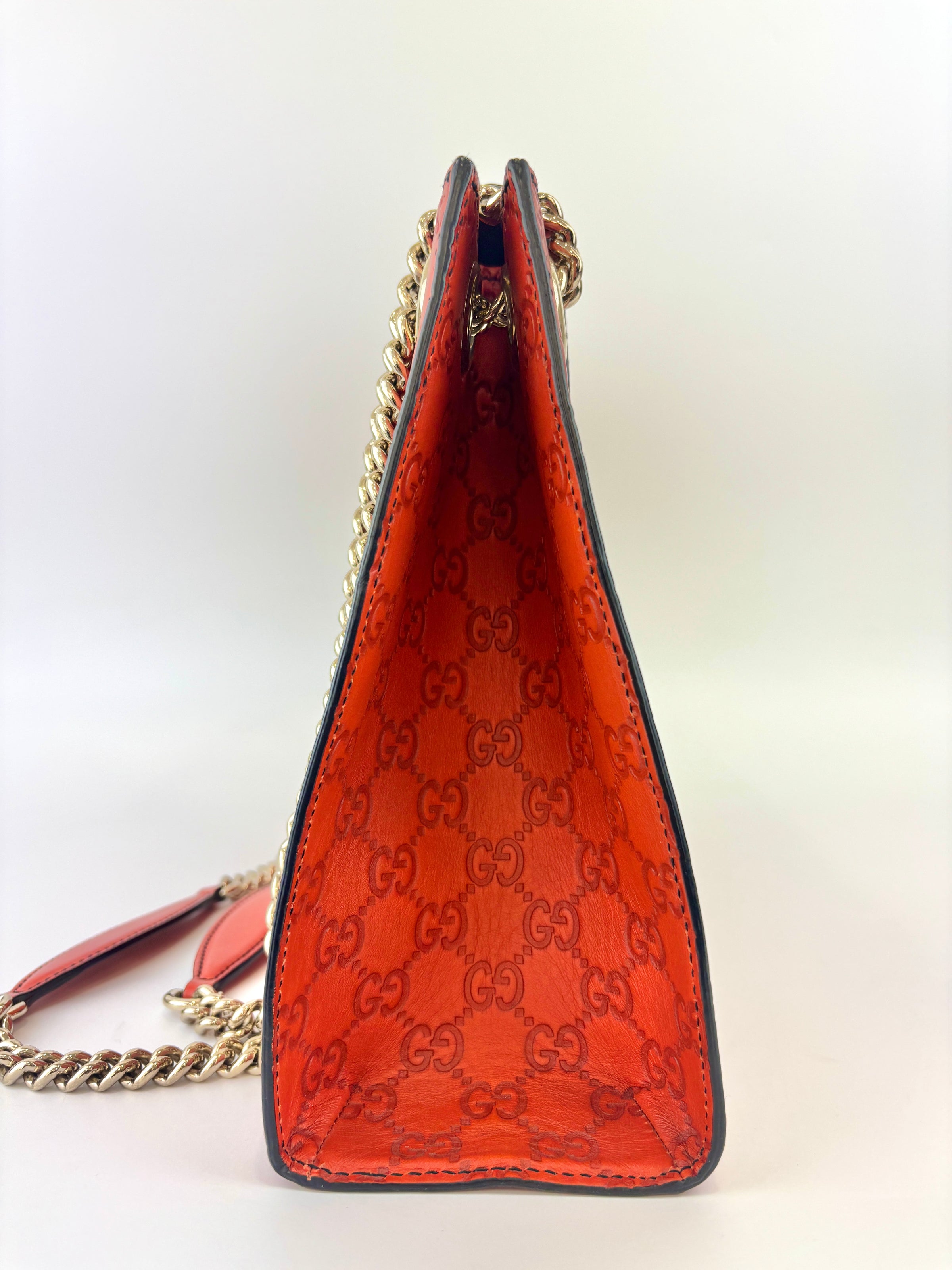 295403 Large Emily Guccissima Chain Shoulder Bag in Rust Orange - Glampot