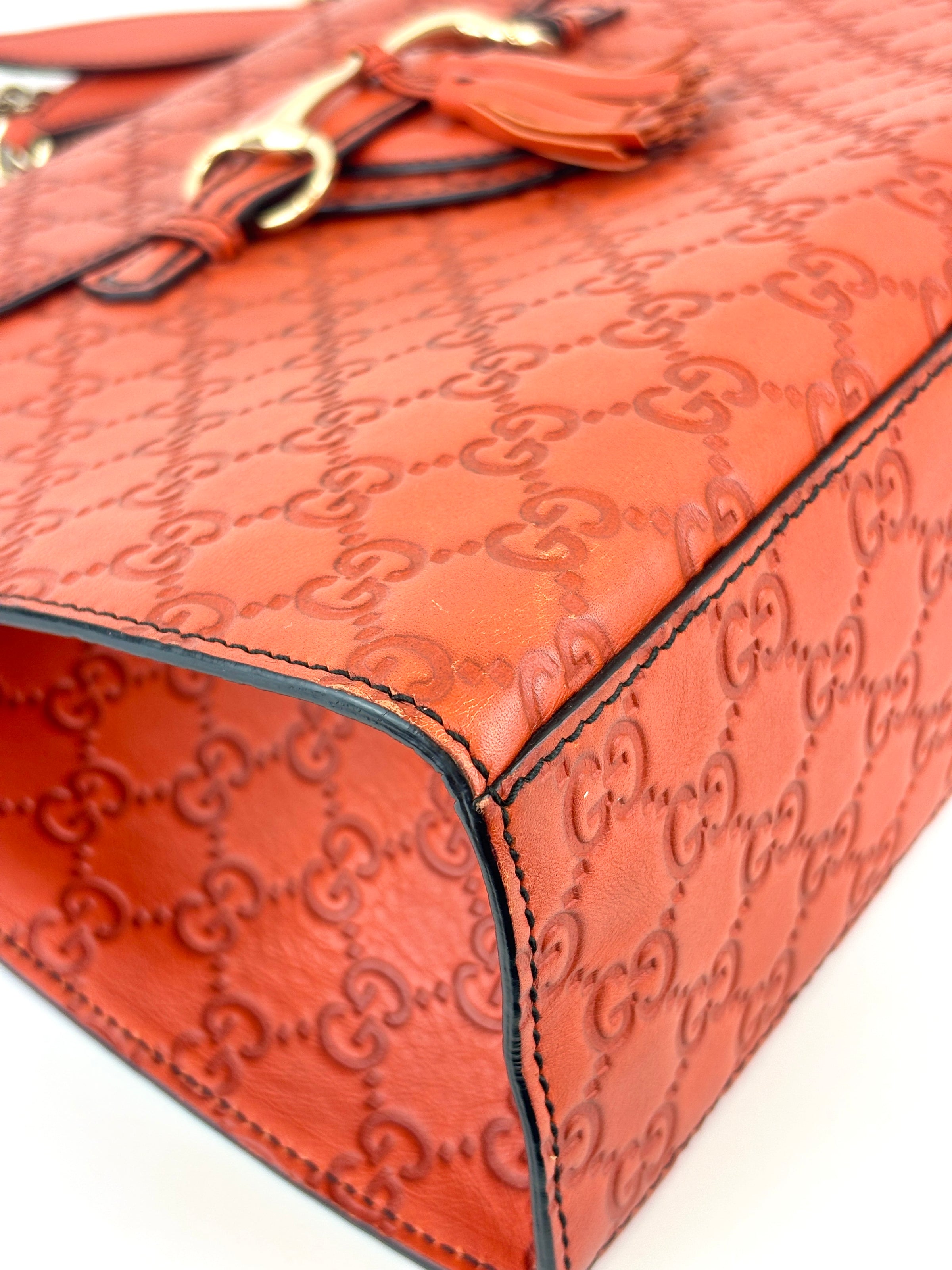 295403 Large Emily Guccissima Chain Shoulder Bag in Rust Orange - Glampot