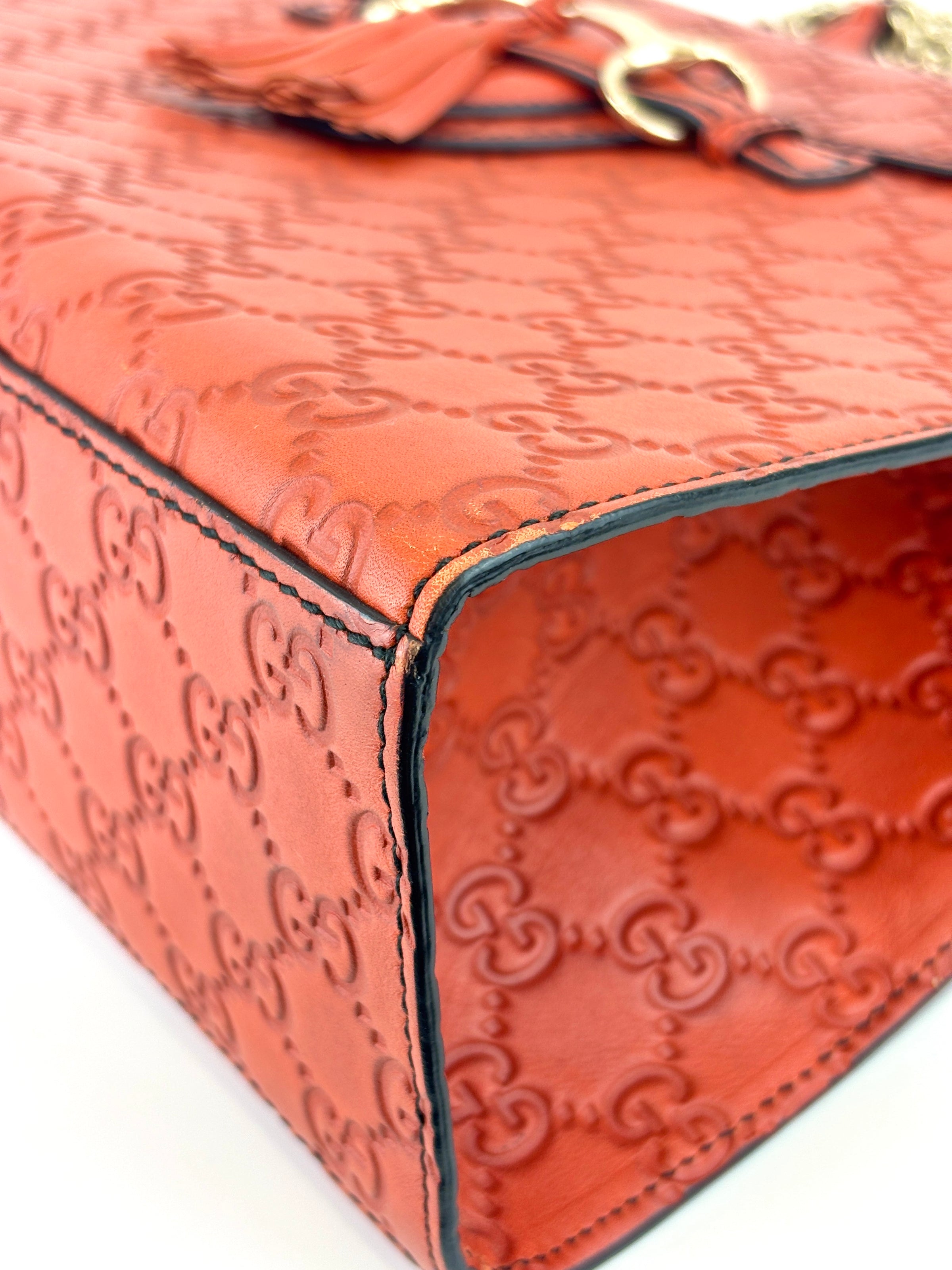 295403 Large Emily Guccissima Chain Shoulder Bag in Rust Orange - Glampot