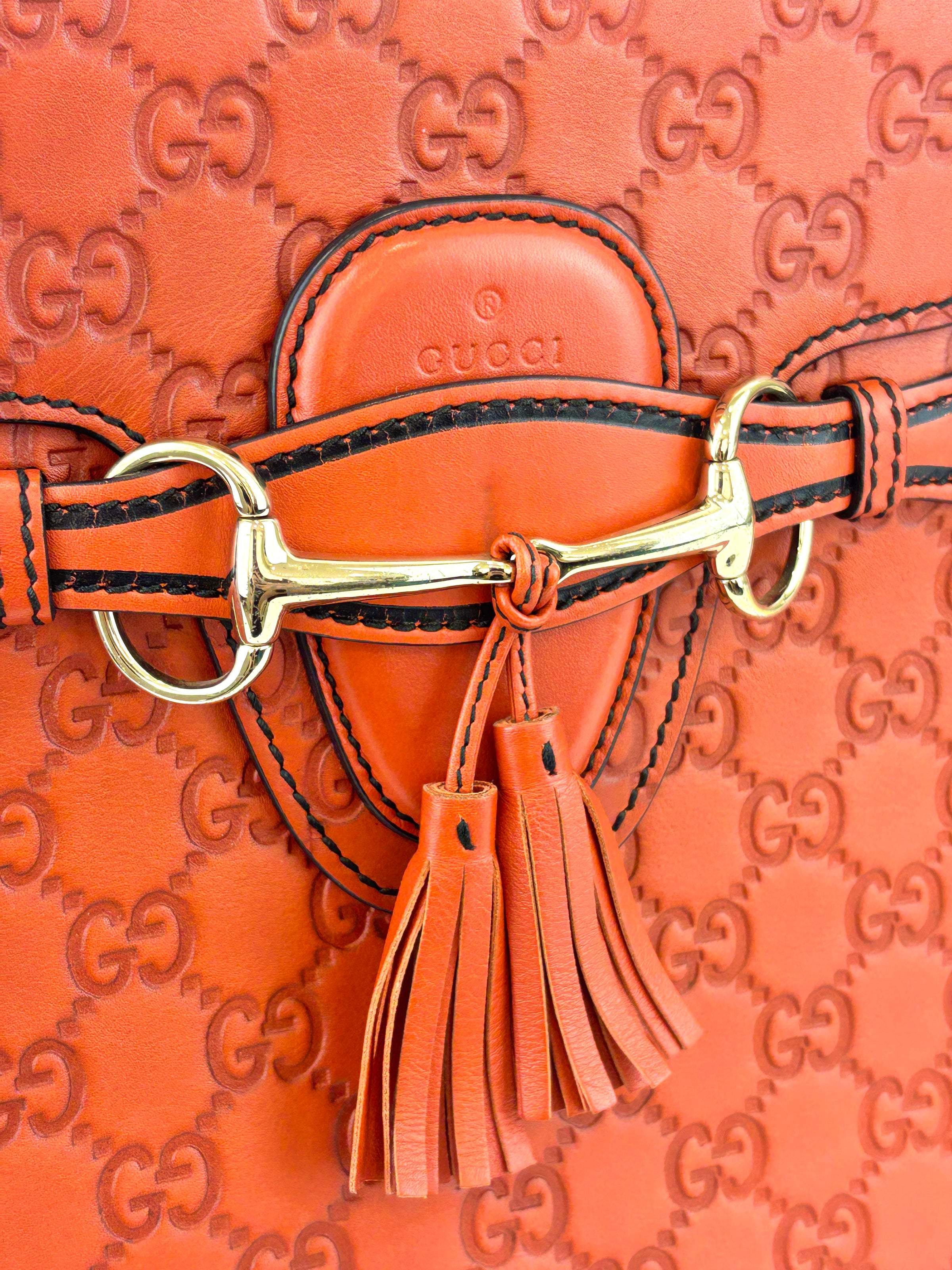 295403 Large Emily Guccissima Chain Shoulder Bag in Rust Orange - Glampot