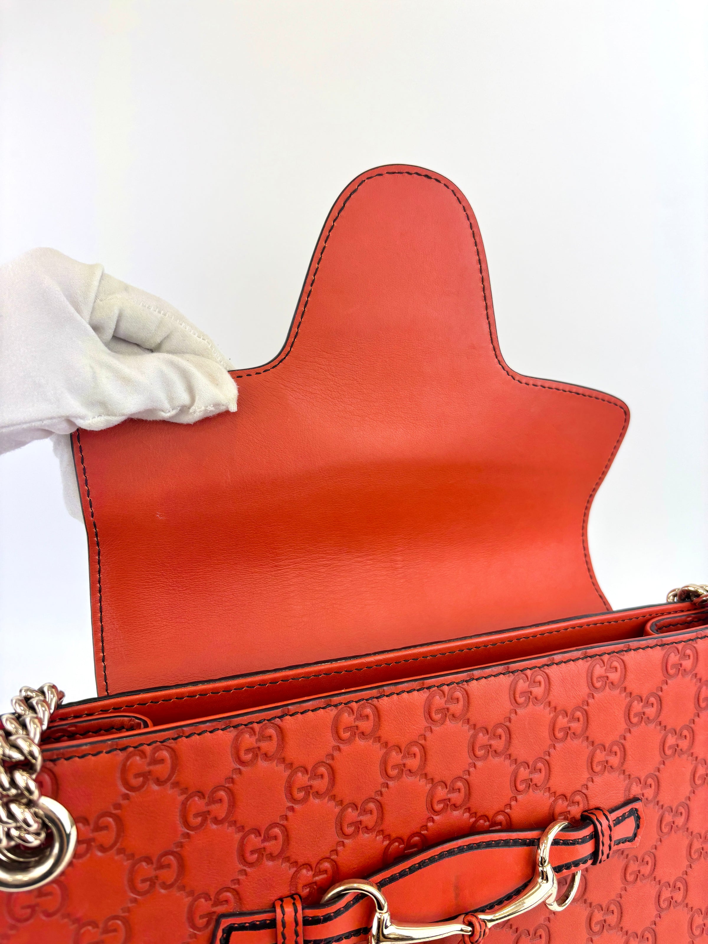 295403 Large Emily Guccissima Chain Shoulder Bag in Rust Orange - Glampot