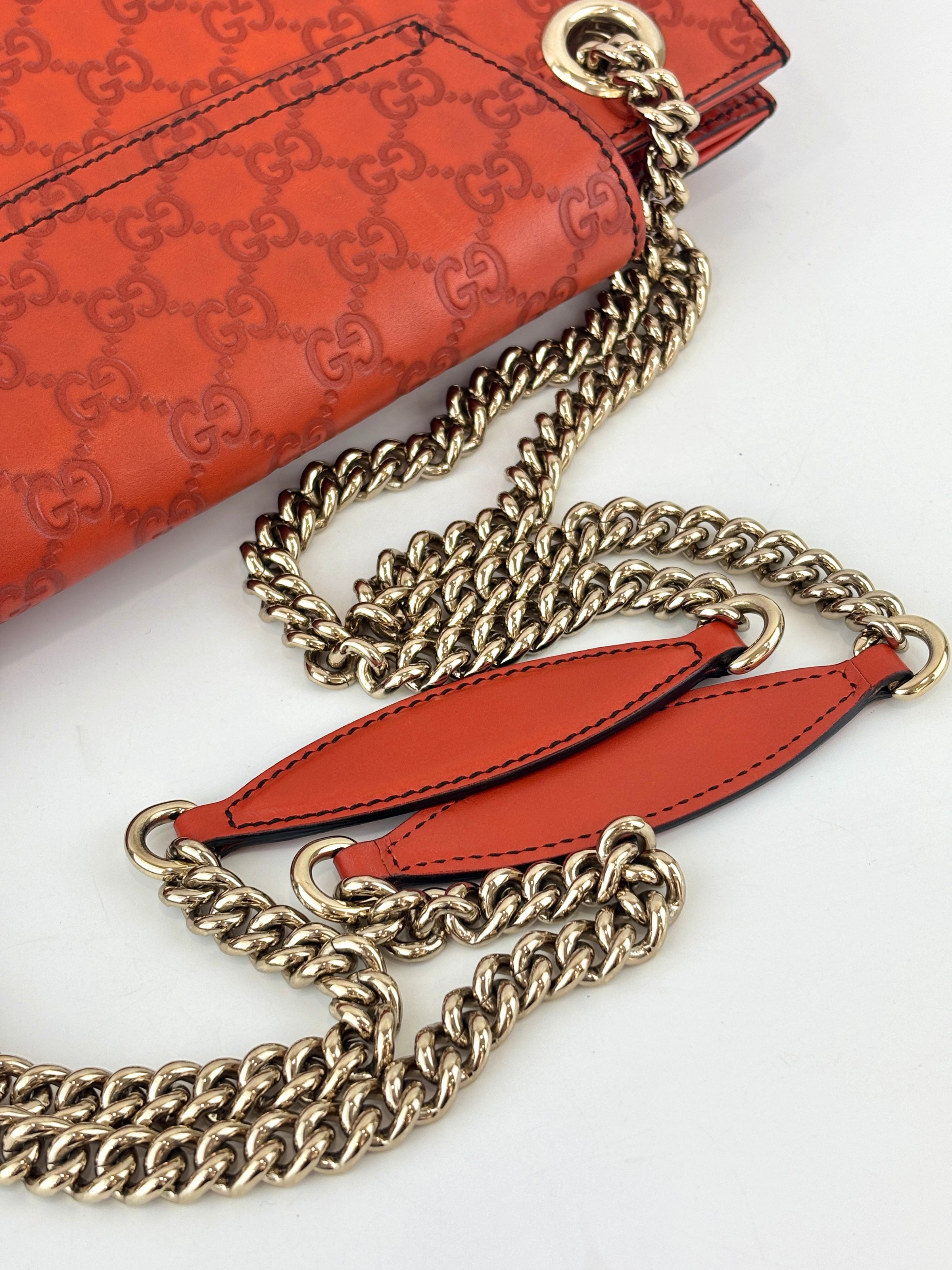 295403 Large Emily Guccissima Chain Shoulder Bag in Rust Orange - Glampot