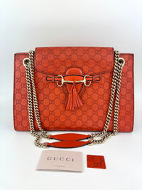 295403 Large Emily Guccissima Chain Shoulder Bag in Rust Orange - Glampot